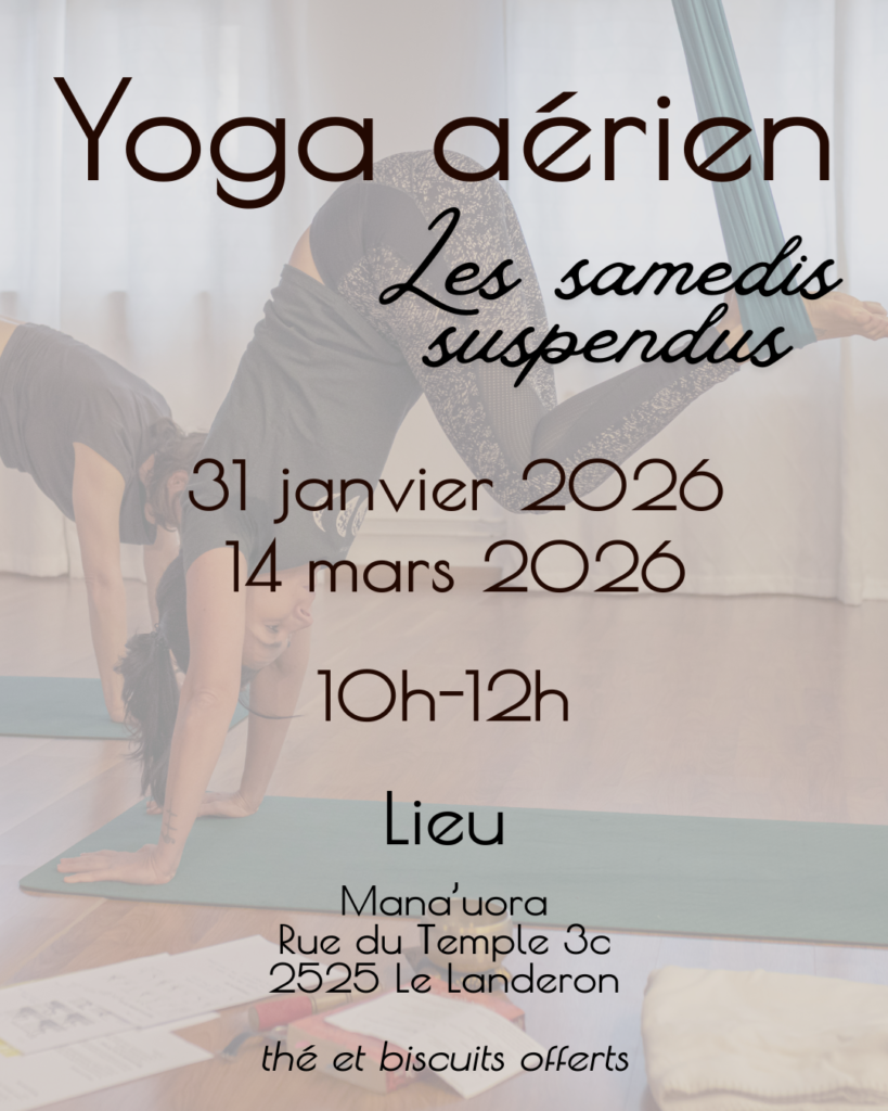 Yoga aérien au Landeron dans le canton de Neuchâtel, tous niveaux.